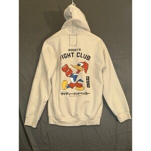 Riot Society Hoodie‎ Men's Small Beige Woody's Fight Club Woodpecker Y2K Vintage